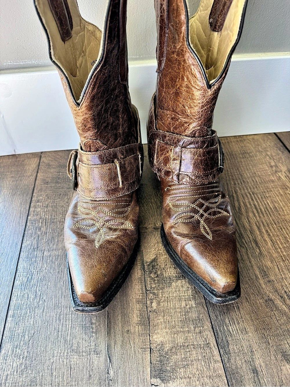 Corral Boots Corral Vintage Studded Harness Cowgirl Snip Toe Boots G1116 Brown